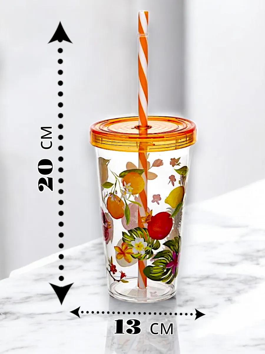 Стакан Solmaizer FRUITS с трубочкой 660 мл