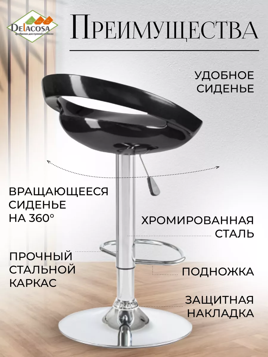 Стул барный со спинкой черный
