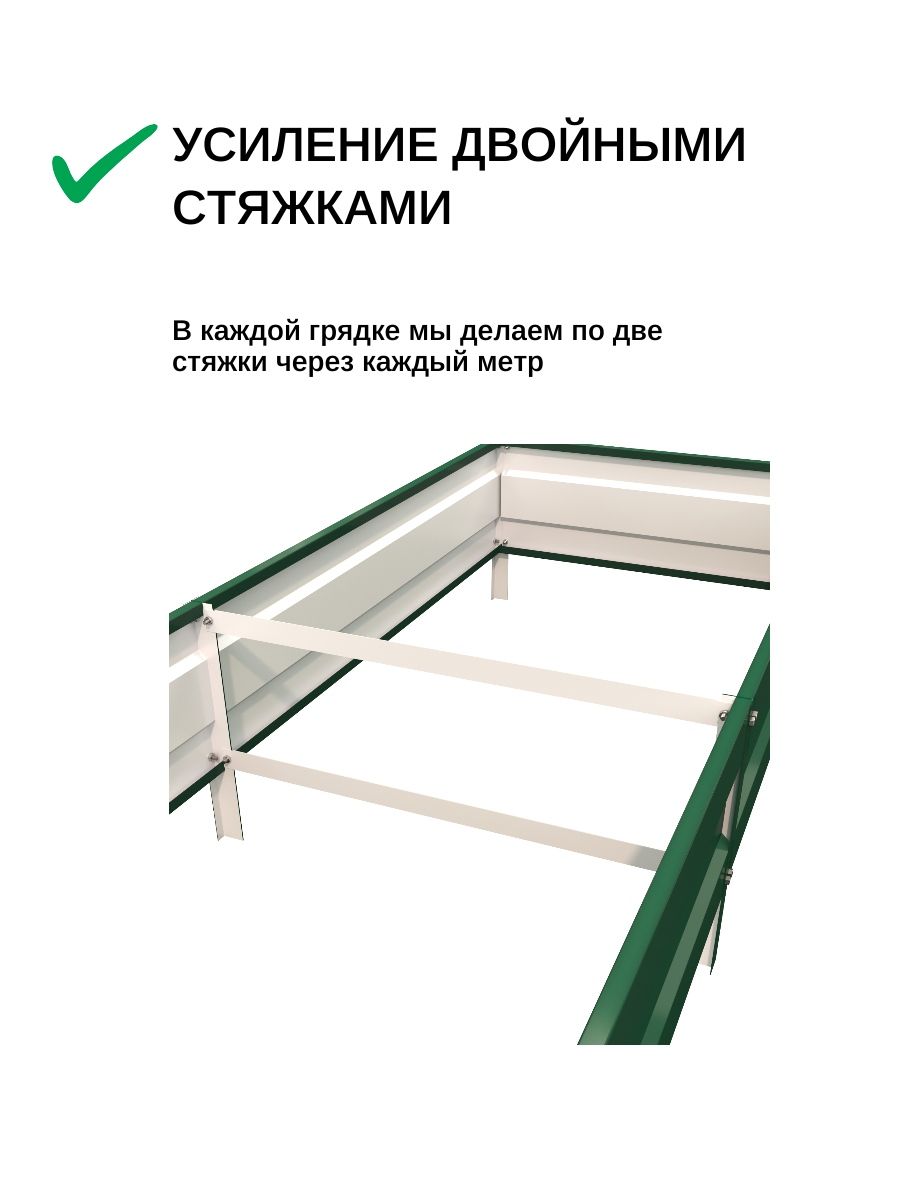 Грядка оцинкованная на дачу 0.65х3 м, высота 19 см, тёмно-коричневая