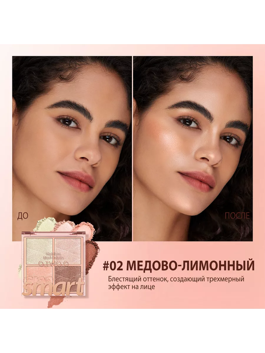 Хайлайтера для лица палетка с сияющими блестками №02