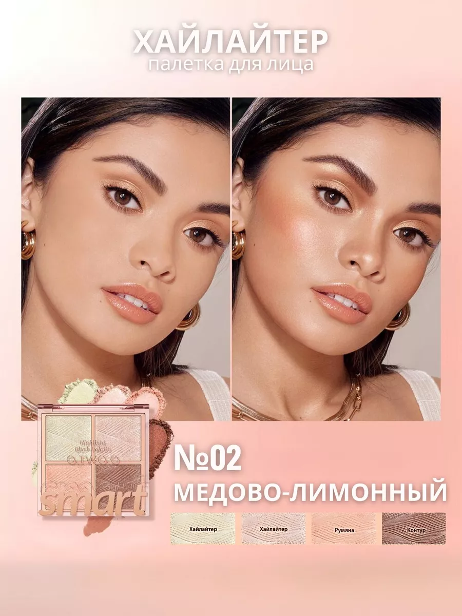 Хайлайтера для лица палетка с сияющими блестками №02